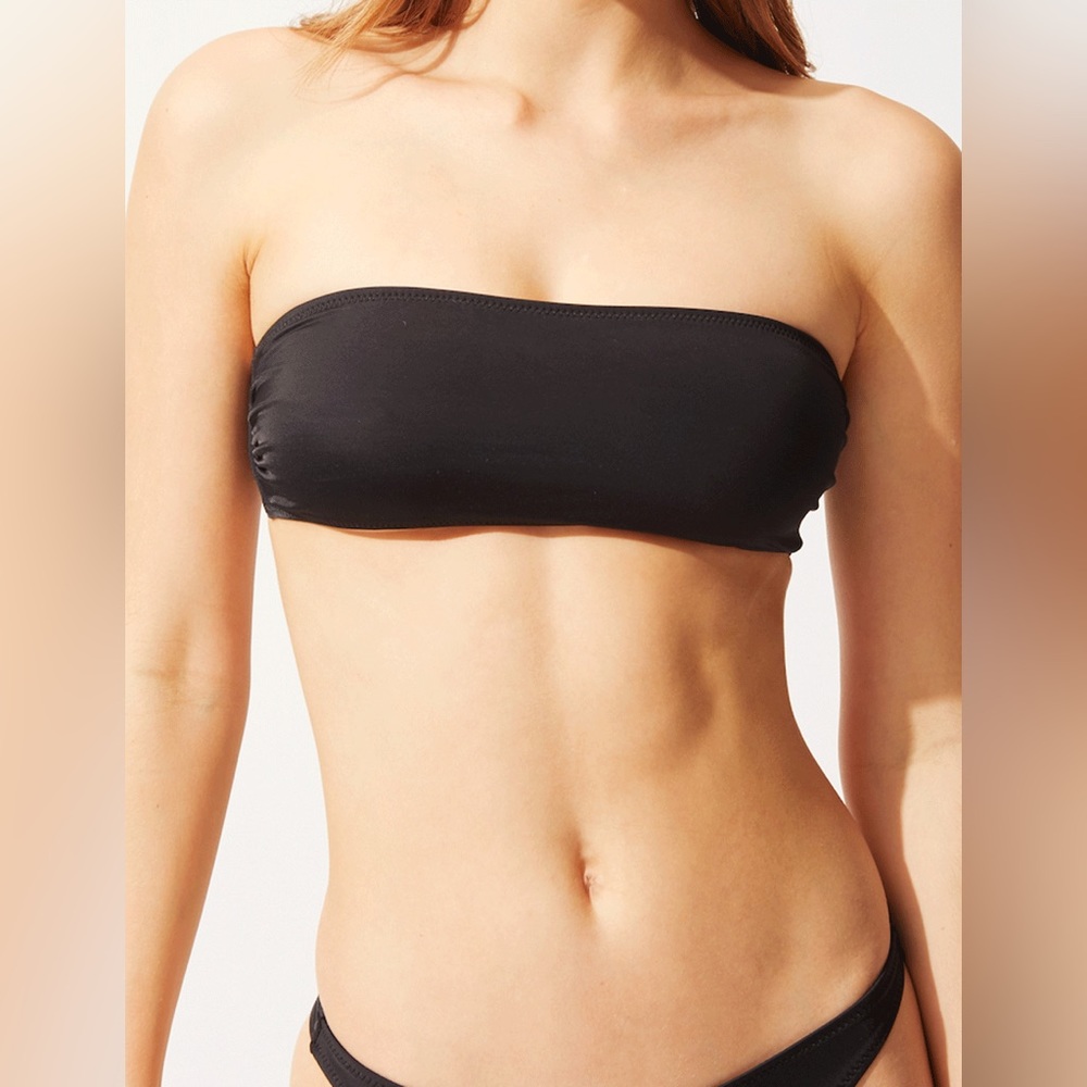 NWT Solid & Striped Annabelle Top in Black Strapless Tube Top Bikini Top